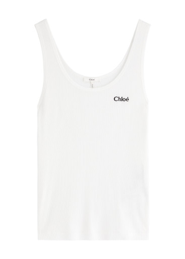 トップス marno Chloe knit tops white CHLOE Logo-embroidered ribbed cotton tank | Harvey Nichols