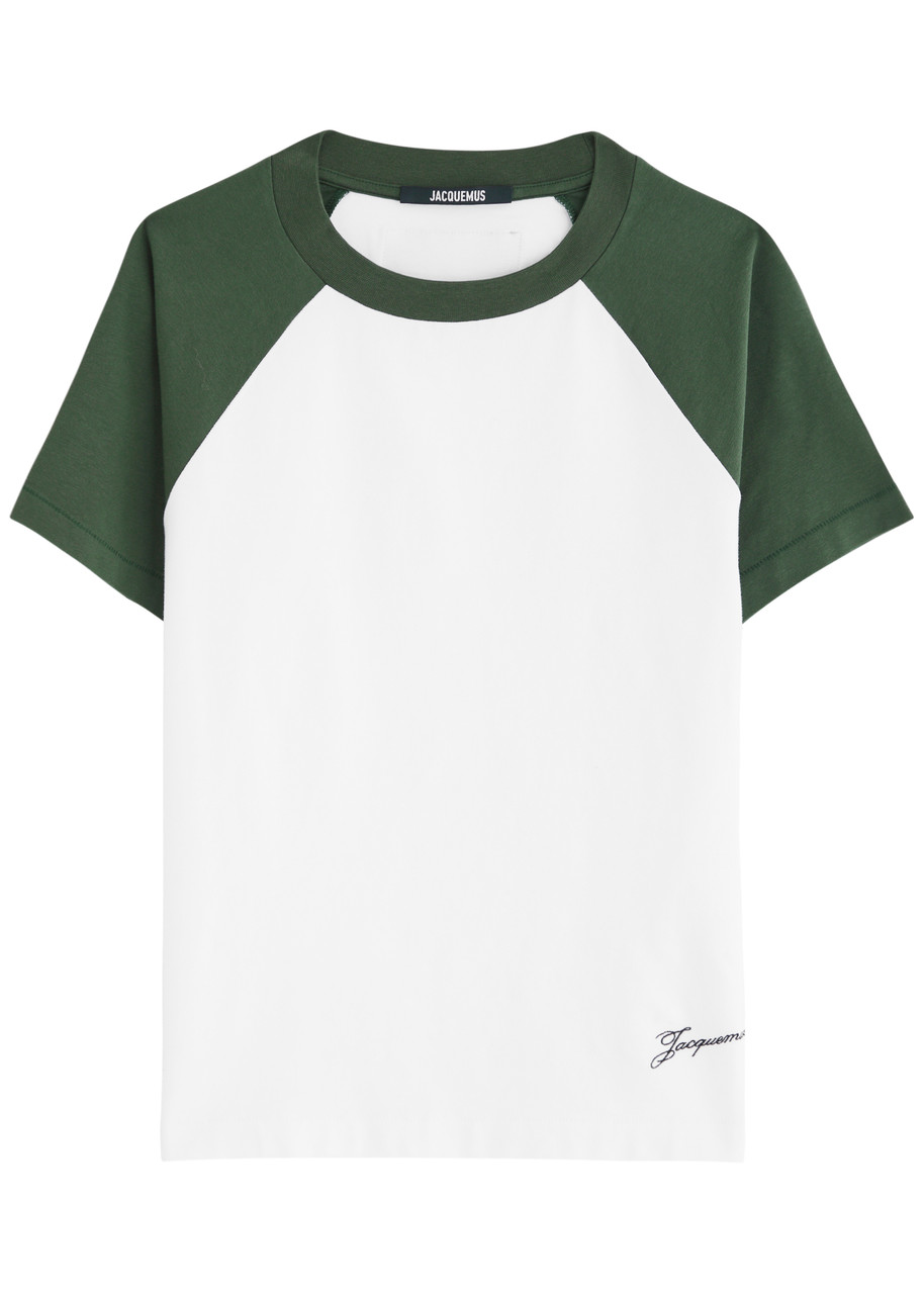 Jacquemus Cotton Blend T-shirt With Contrasting Raglan Sleeves In Green