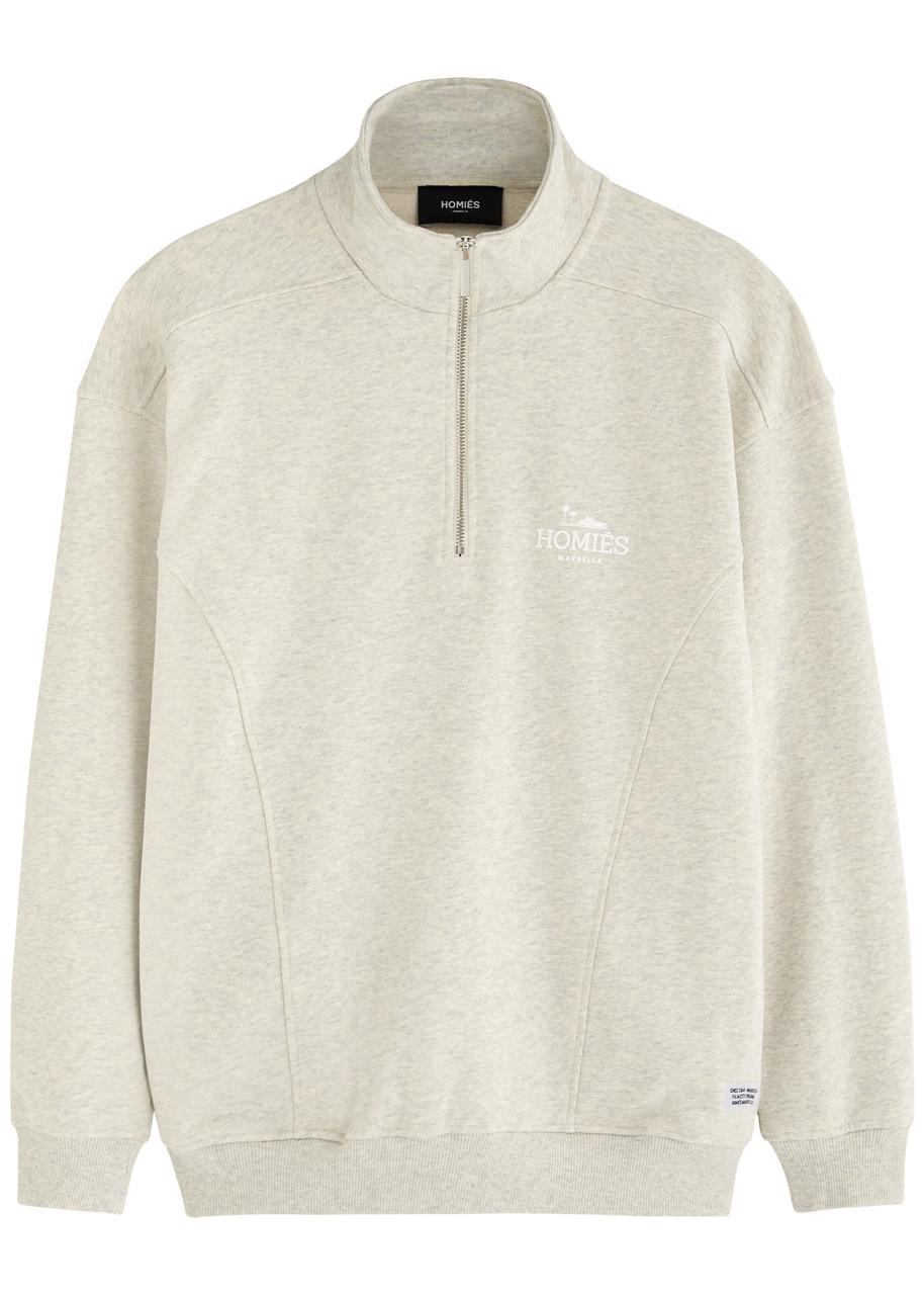 Homies Marbella Classic Logo Half-zip Cotton Sweatshirt In Grey