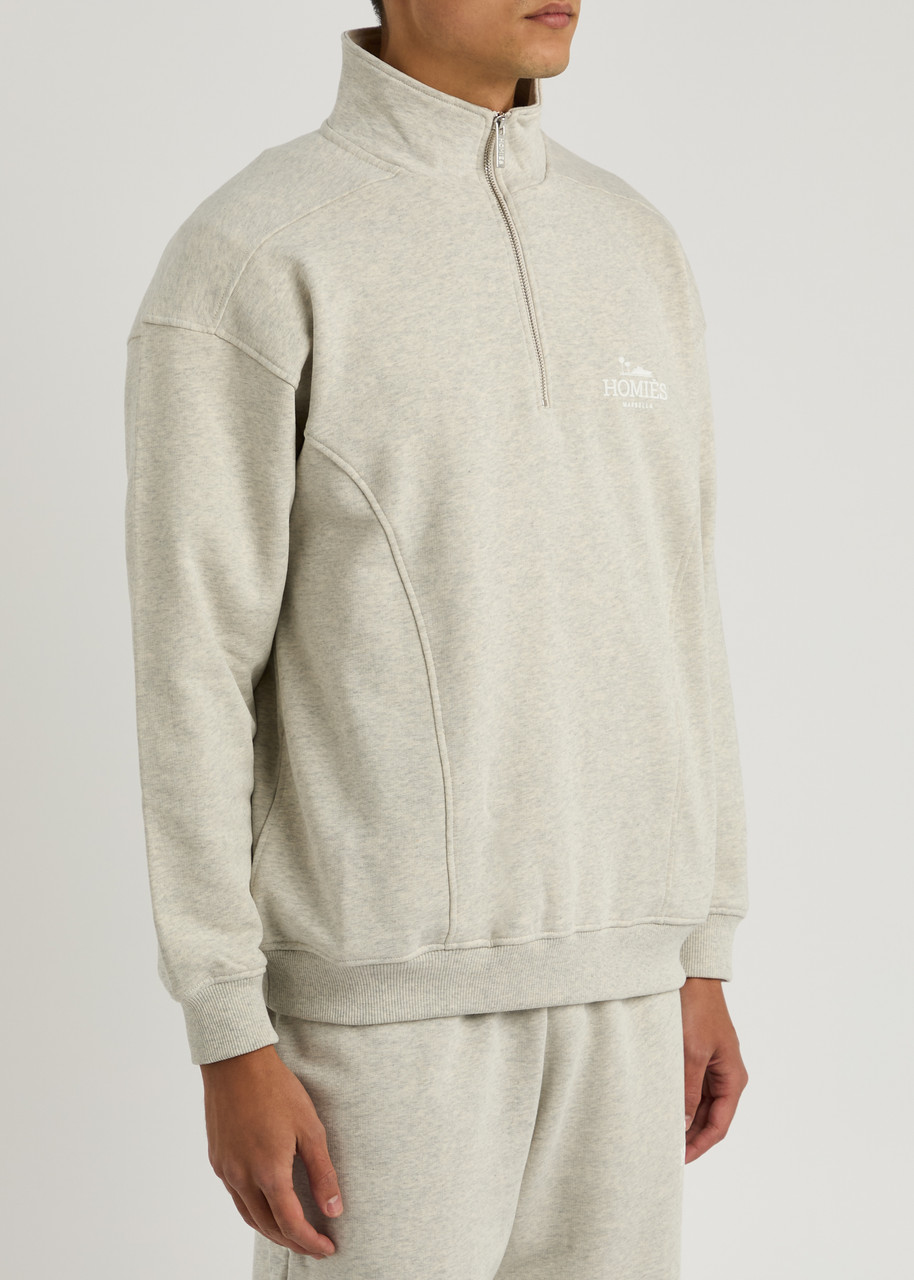 Homies Marbella Classic Logo Half-zip Cotton Sweatshirt In Grey