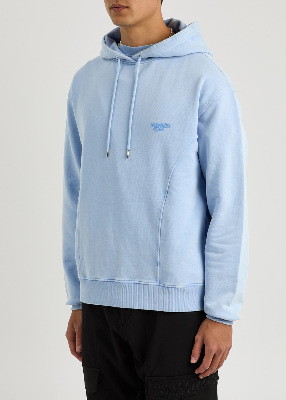 Homies Marbella Homies Club Logo Hooded Cotton Sweatshirt In Light Blue