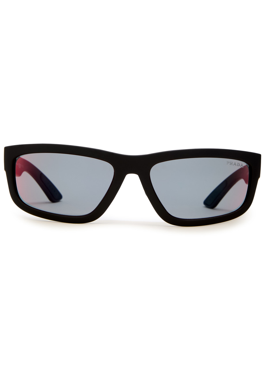  Prada Linea Rossa Rectangle-frame Sunglasses - Black - One Size 