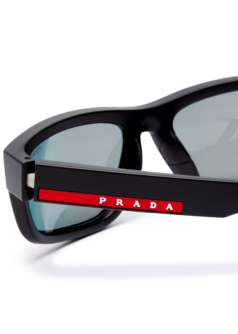  Prada Linea Rossa Rectangle-frame Sunglasses - Black - One Size 