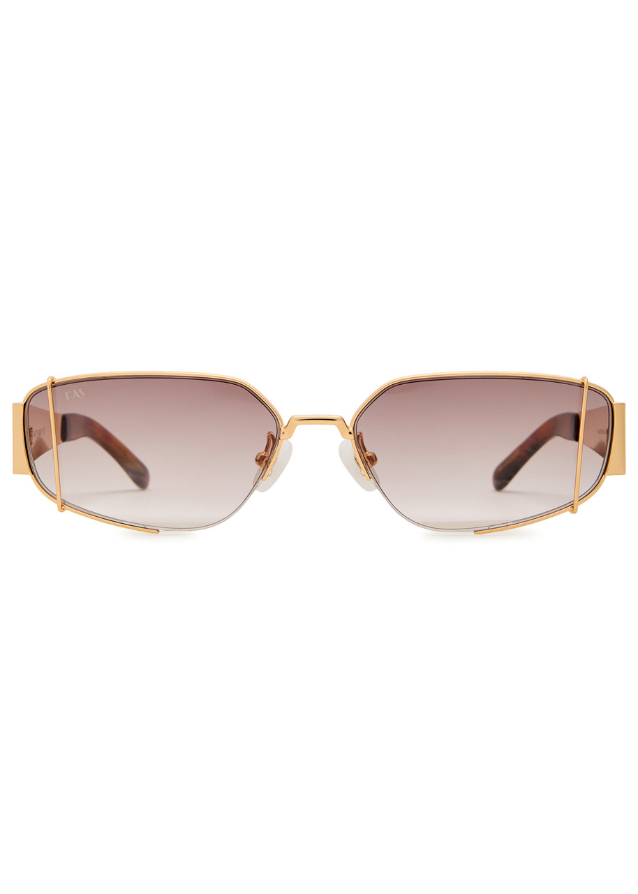 For Art's Sake Talia Rectangle-frame Sunglasses In Gold
