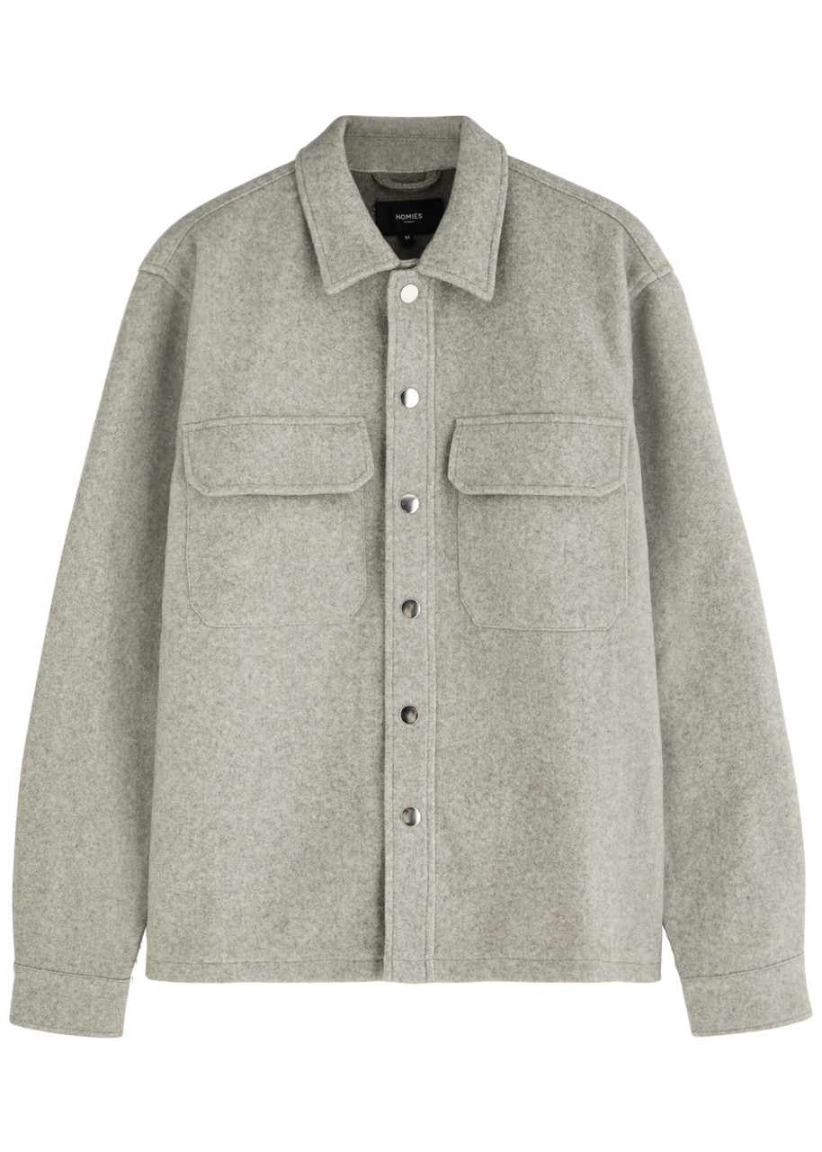 Homies Marbella Interlock Logo Felt Overshirt In Grey