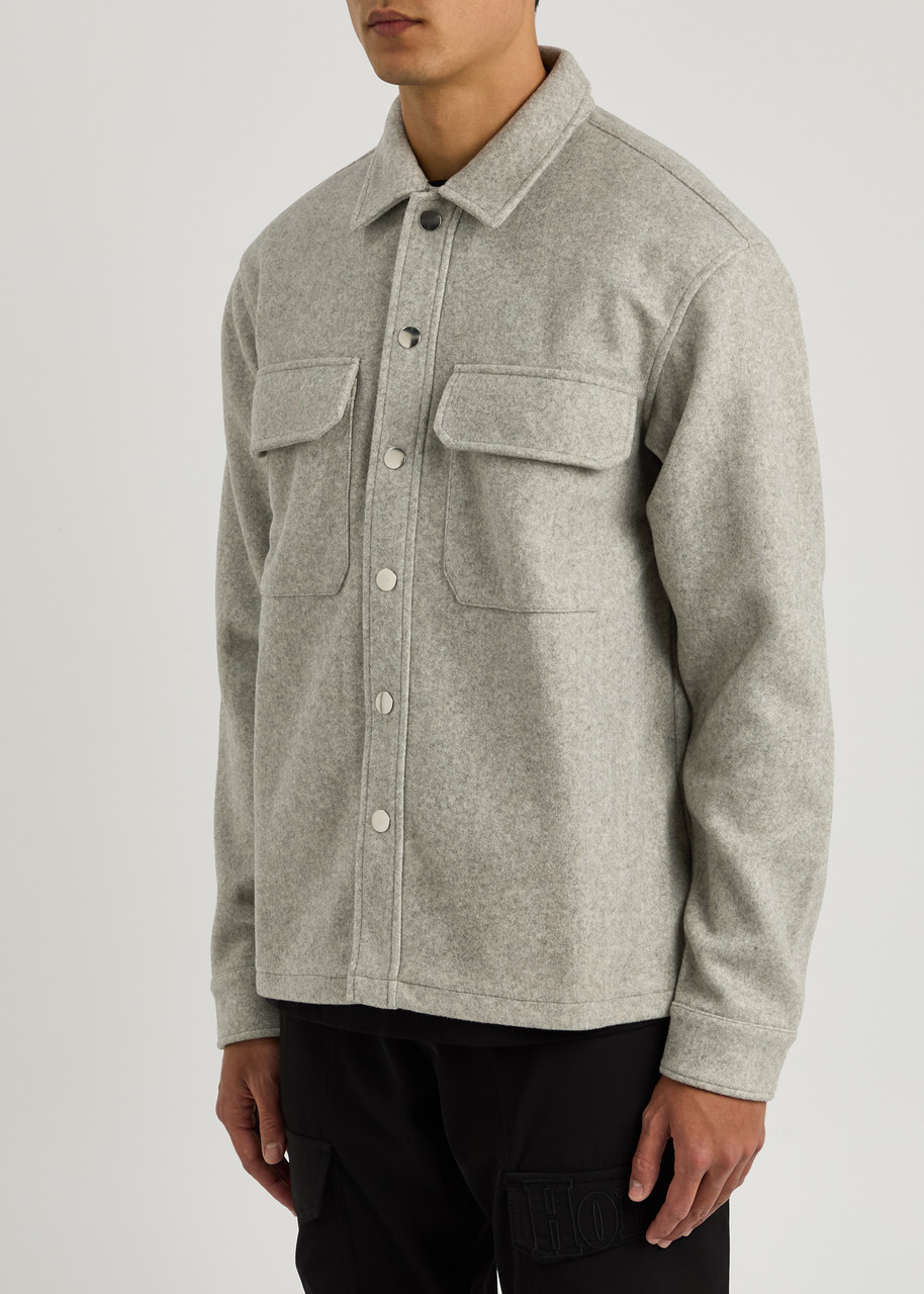 Homies Marbella Interlock Logo Felt Overshirt In Grey