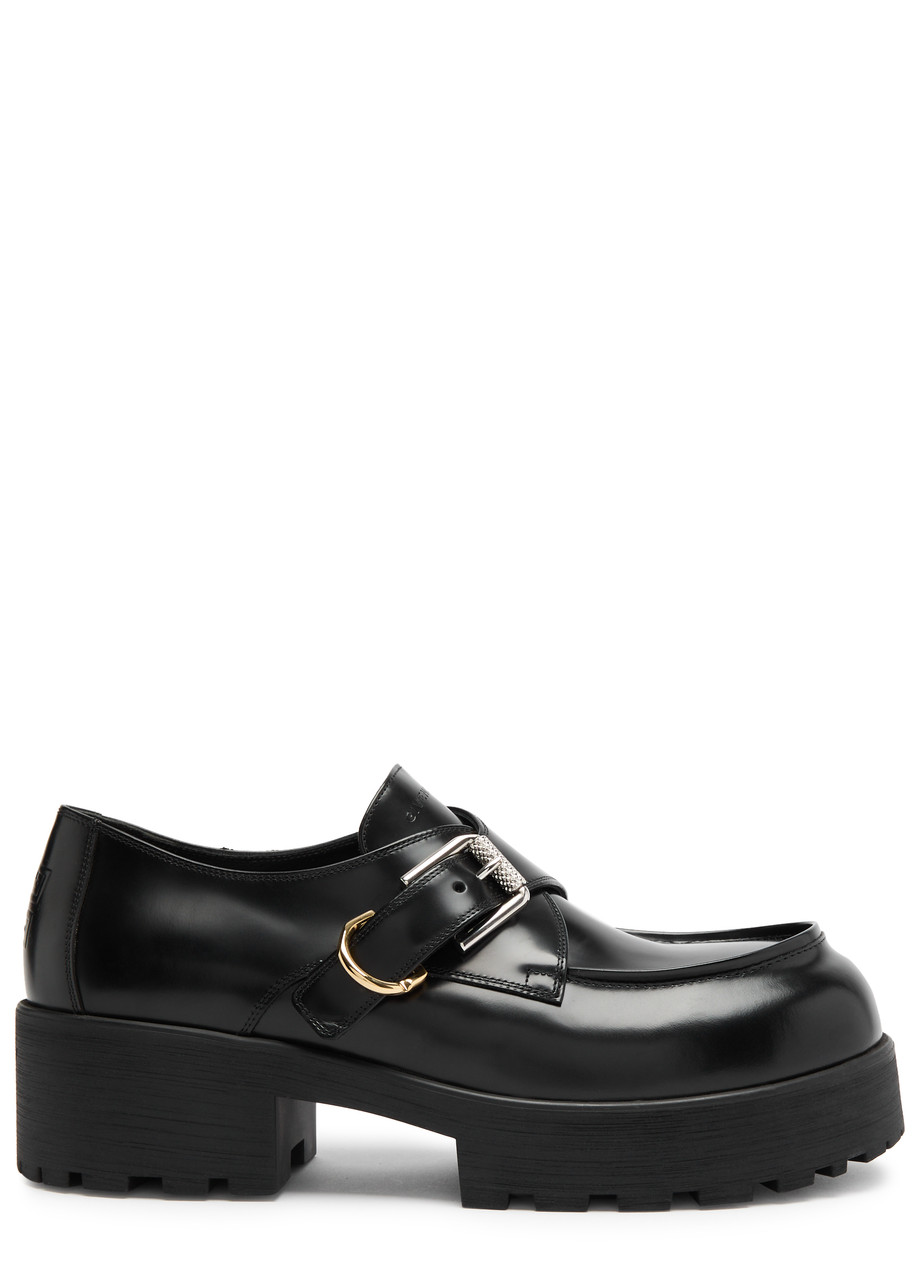 Givenchy Voyou Monk Crystal-embellished Leather Platform Loafers In Black