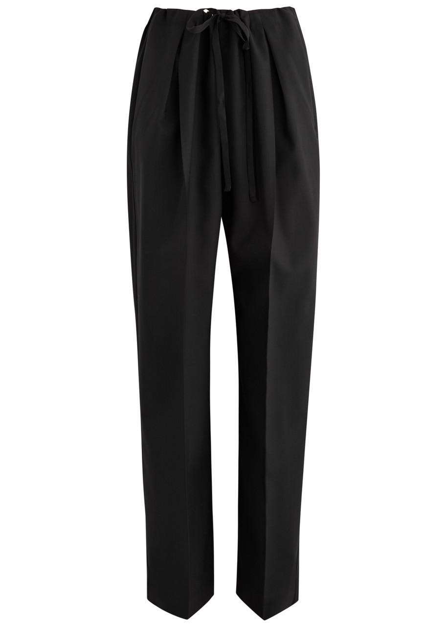 Khaite Trenton Pleated Straight-leg Pull-on Pants In Black