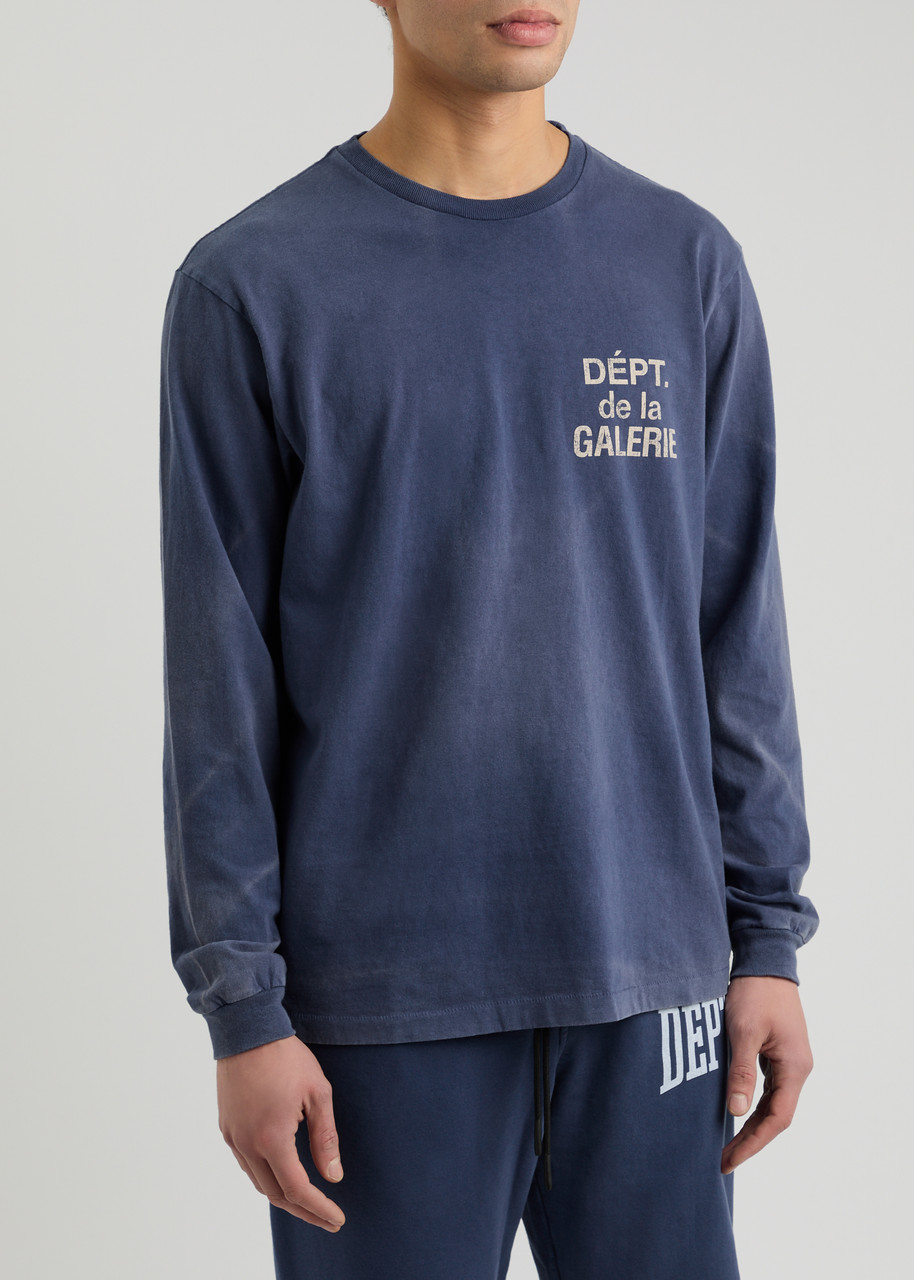Gallery Dept. Logo-print Faded Cotton Top In Navy