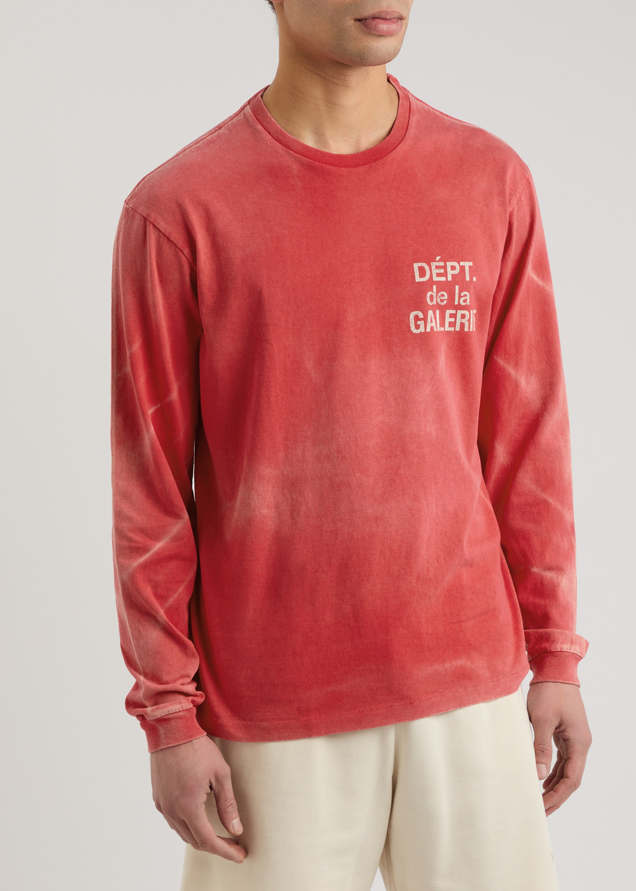 Gallery Dept. Logo-print Faded Cotton Top In Red