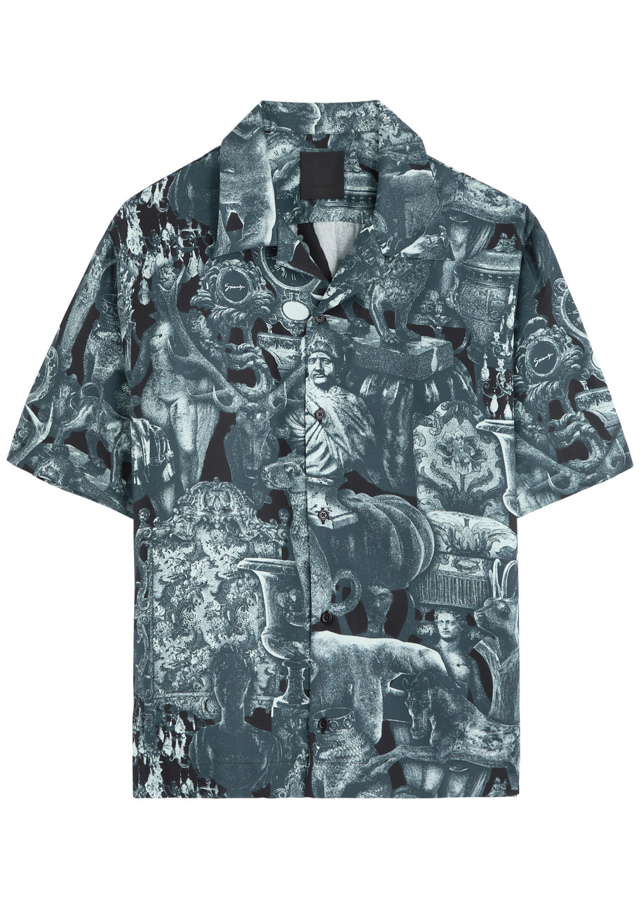 Givenchy Printed Silk-twill Shirts In Navy