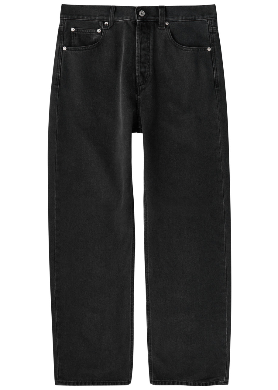 Jacquemus Straight Denim Pants Featuring Belt Loops In Black