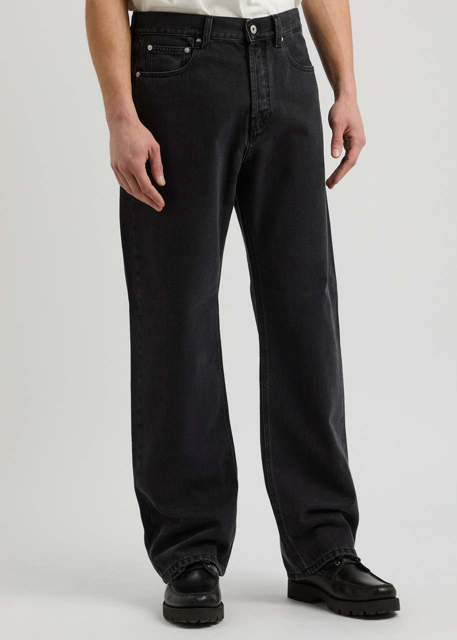 Jacquemus Straight Denim Pants Featuring Belt Loops In Black