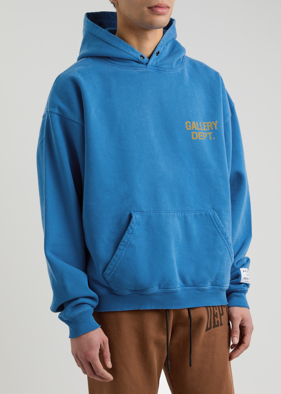 Gallery Dept. Hooded Logo Cotton Sweatshirt In Royal Blue