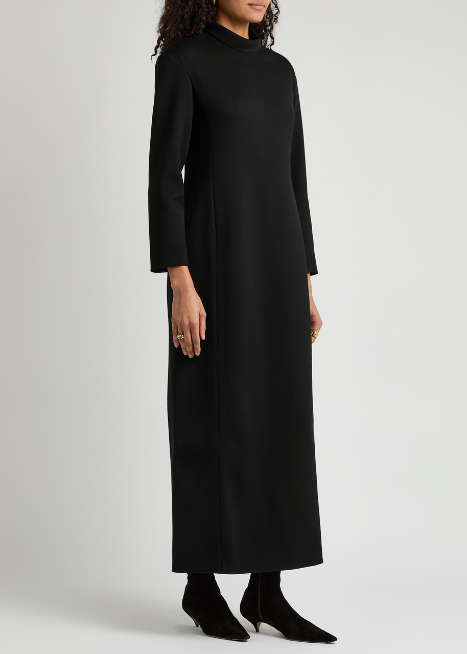 The Row Arno Wool-blend Maxi Dress In Black