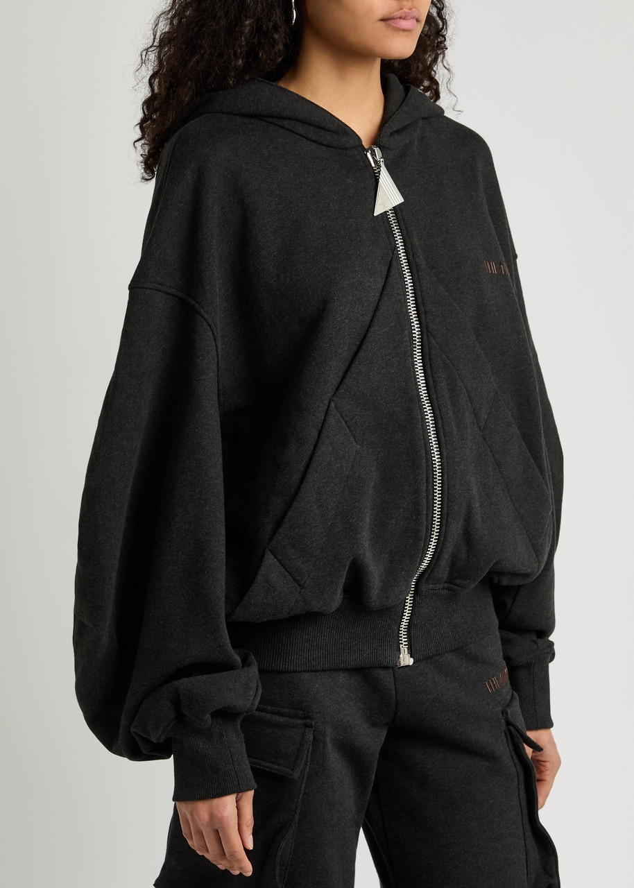Attico The  Logo Hooded Cotton Sweatshirt In Dark Grey