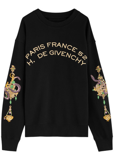 トップス givenchy heart sheer l/s black archive GIVENCHY Logo embroidered cotton sweatshirt | Harvey Nichols