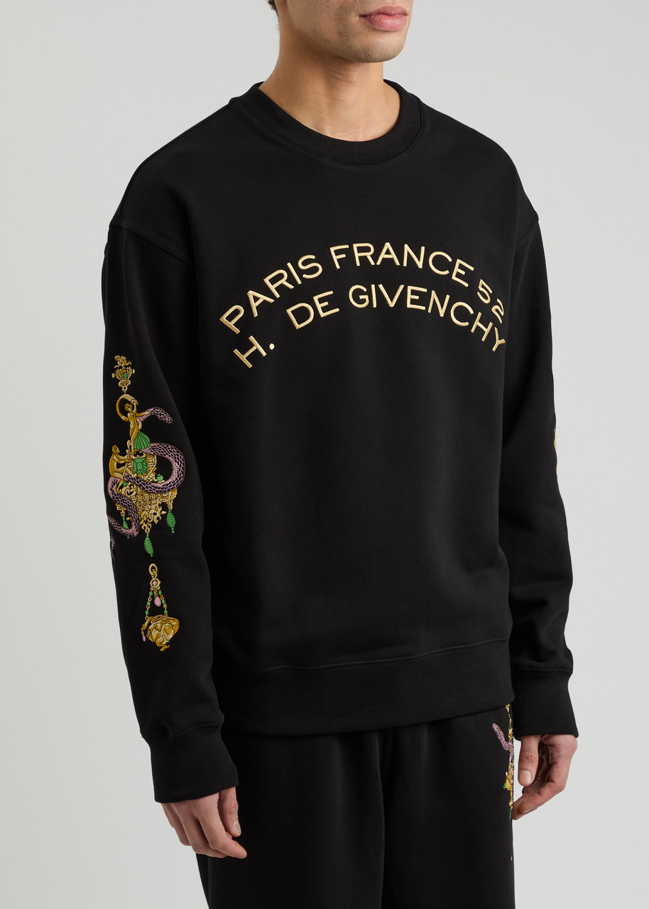 Givenchy Logo Embroidered Cotton Sweatshirt In Black