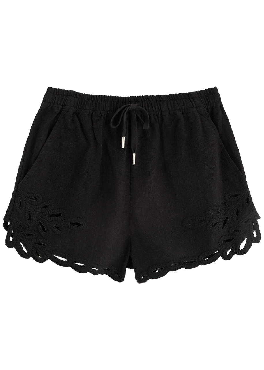 Isabel Marant étoile Safa Broderie-anglaise Cotton Shorts - Black - 34 (UK6 / XS)