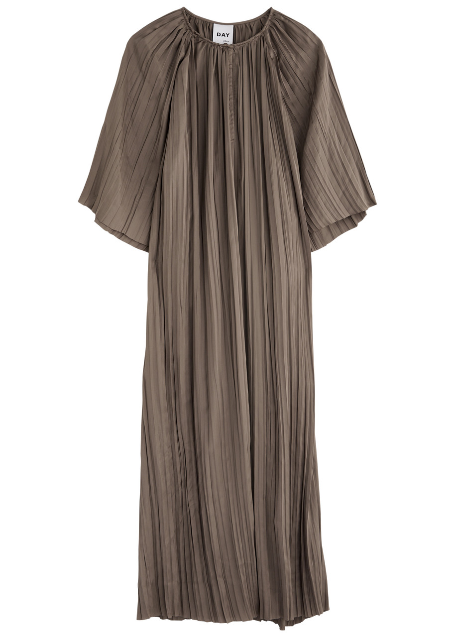 Day Birger ET Mikkelsen Sophia Crinkled Satin Midi Dress - Taupe