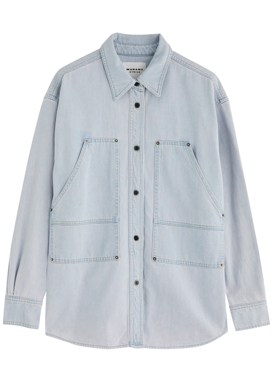 Isabel Marant Étoile Gb Long Sleeves Collared Neck Chest Pockets In Light Blue