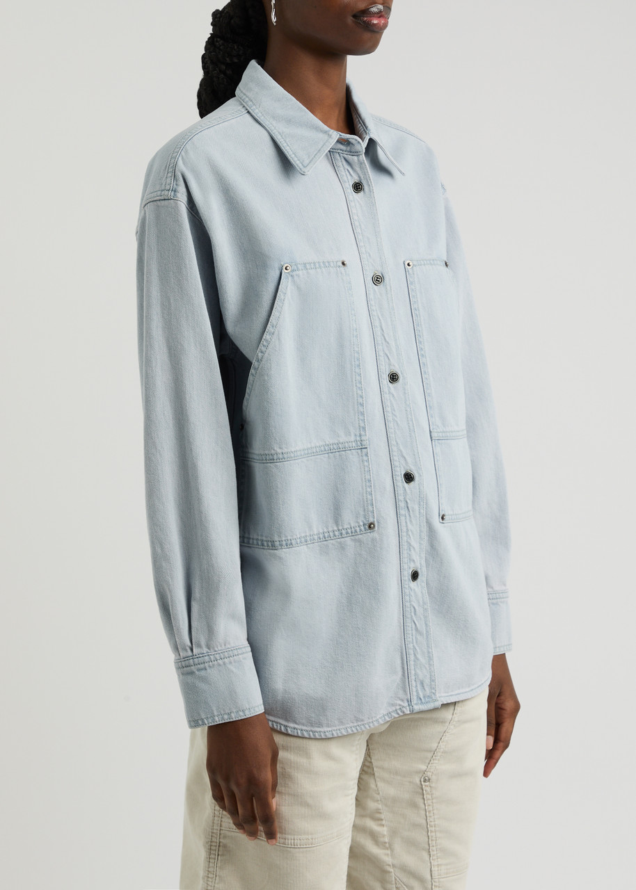 Isabel Marant Étoile Gb Long Sleeves Collared Neck Chest Pockets In Light Blue