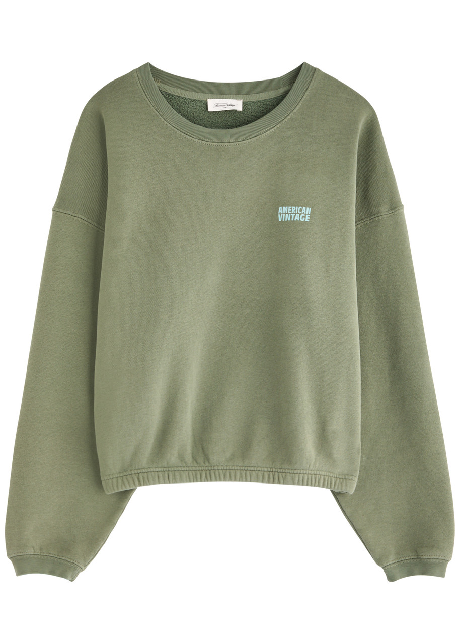American Vintage Izubird Logo Stretch-cotton Sweatshirt - Khaki - L (UK14 / L)