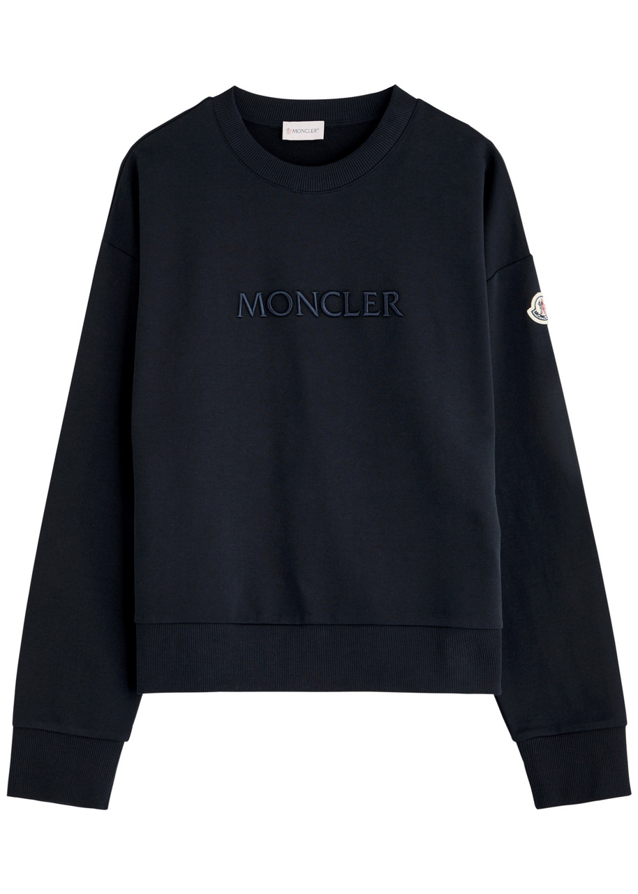 Moncler Logo-embroidered Cotton Sweatshirt - Navy