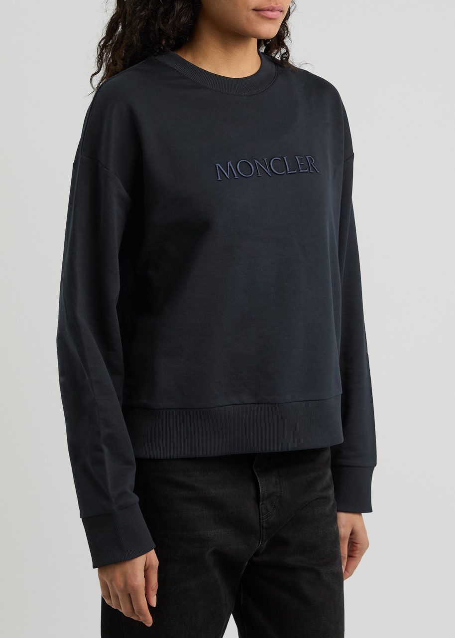  Moncler Logo-embroidered Cotton Sweatshirt - Navy - M (uk 12 / M) 