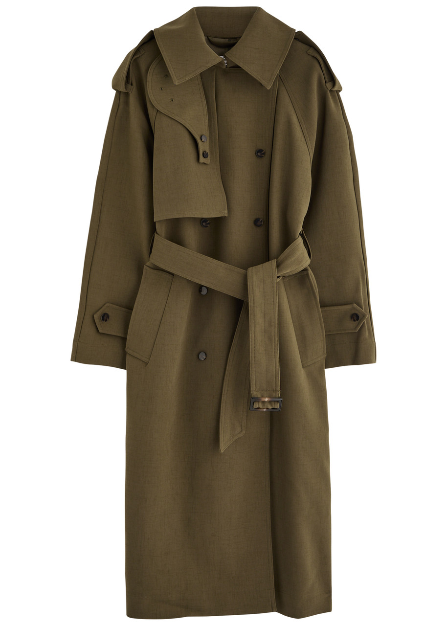 Day Birger ET Mikkelsen Lynn Belted Woven Trench Coat - Khaki
