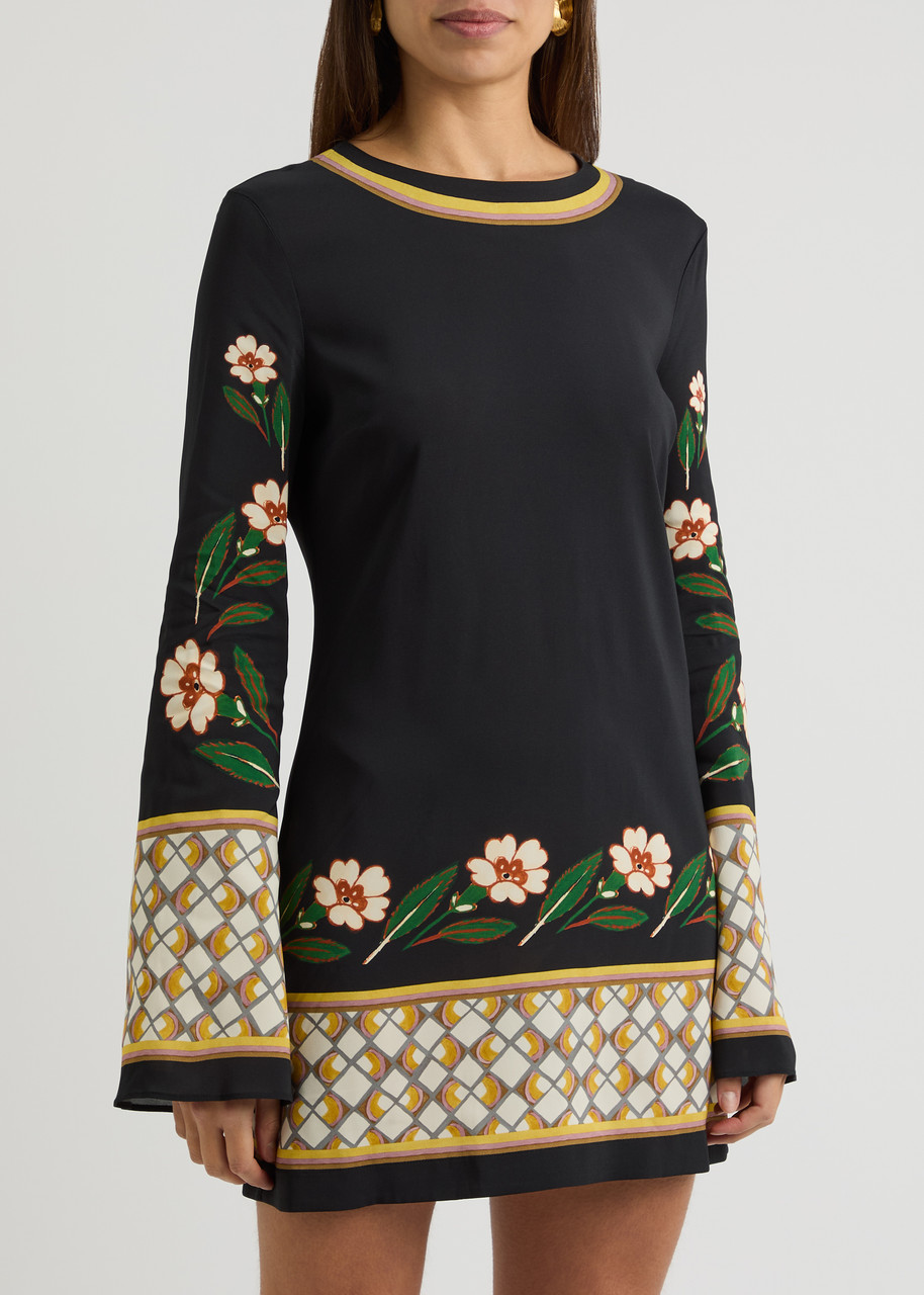 La Doublej La Double J Mini Supreme Swing Printed Mini Dress In Black