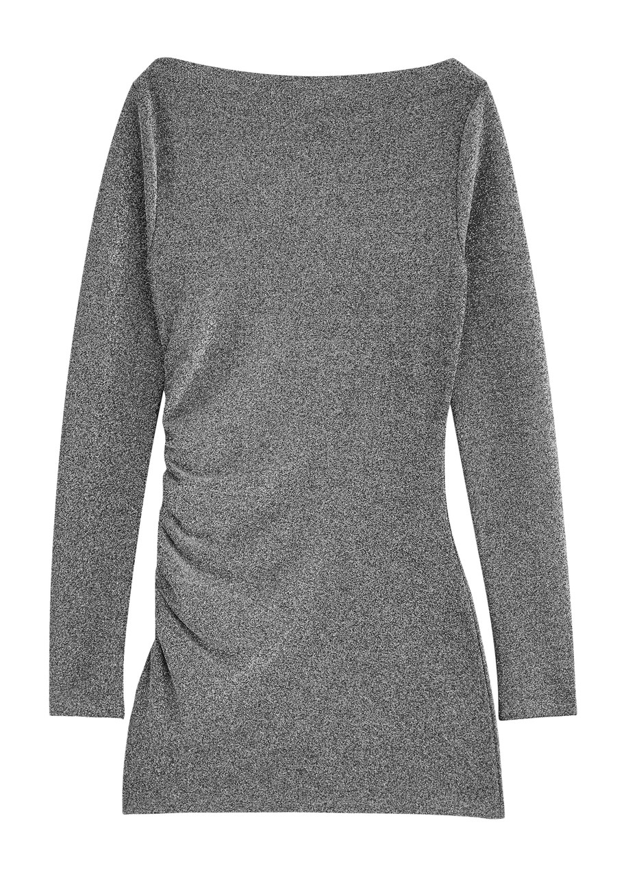 Day Birger ET Mikkelsen Kimmie Ruched Metallic Lamé Mini Dress - Black - S (UK8-10 / S)