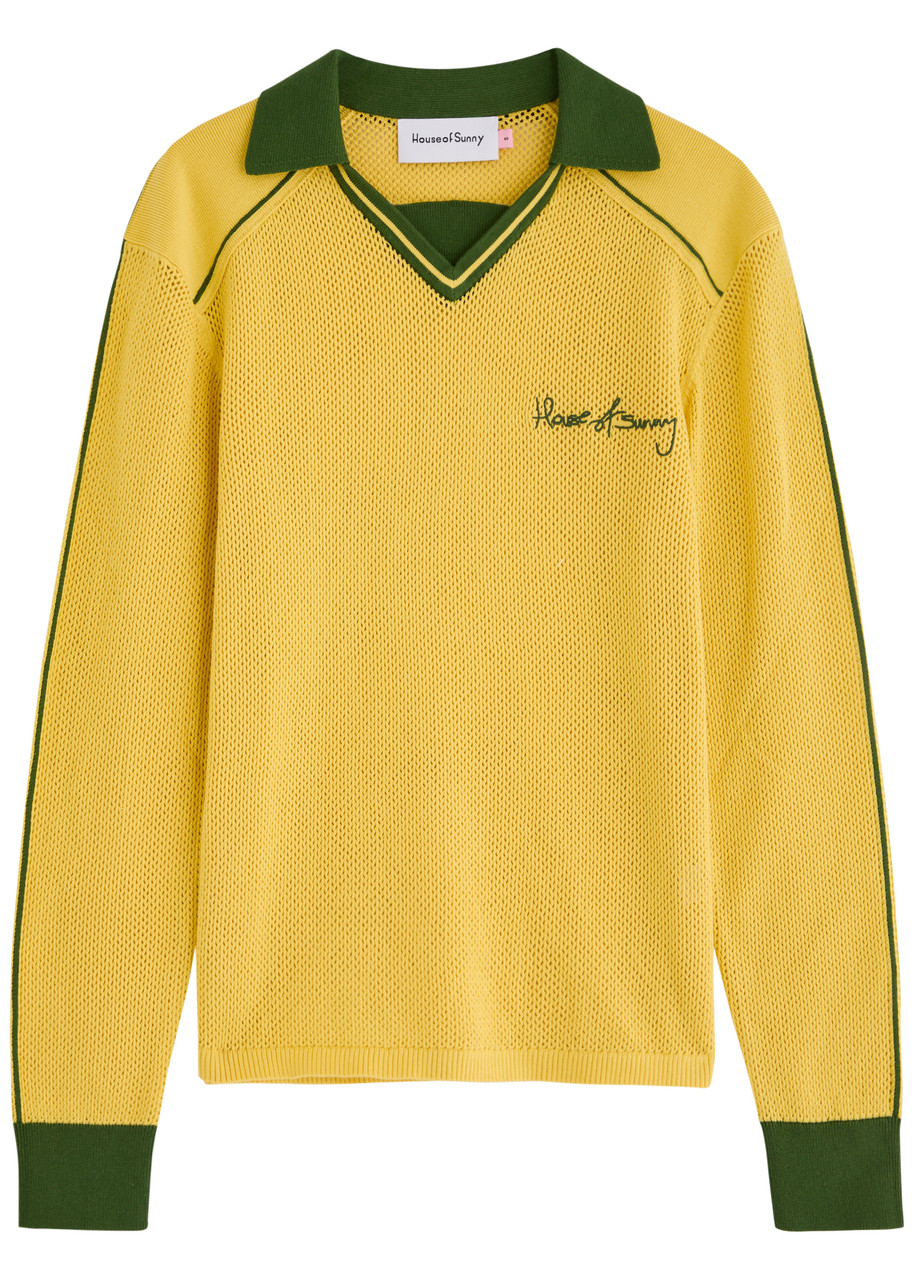 House Of Sunny Womens Keepers Fishnet-pattern Cotton-knit T-shirt Multi In Yellow