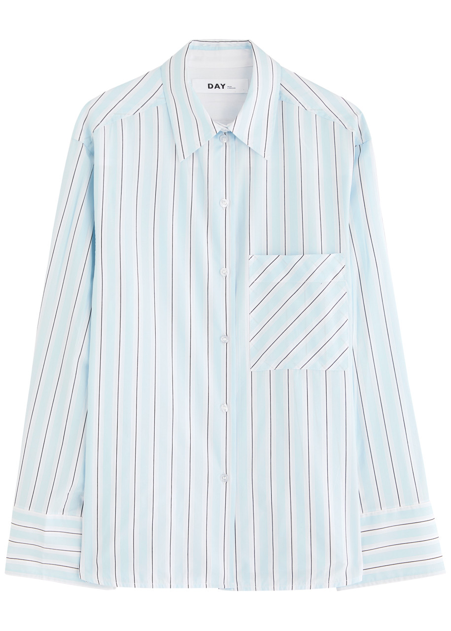 Day Birger ET Mikkelsen Mac Striped Cotton-blend Shirt - Light Blue - 40 (UK14 / L)