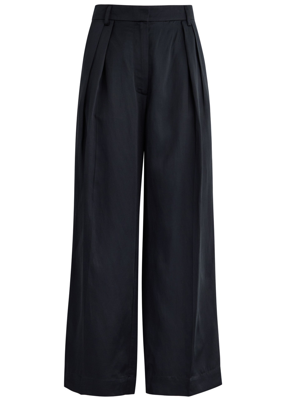 Day Birger Et Mikkelsen Enzo Tapered-leg Satin Trousers In Black