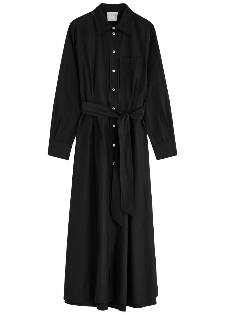 Forte_forte Belted Poplin Midi Shirt Dress - Black - 1 (UK 8 / S)