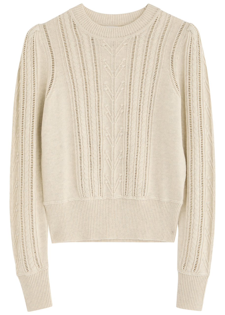 Isabel Marant étoile Kalyn Cable-knit Cotton-blend Jumper - Light Grey - 40 (UK12 / M)