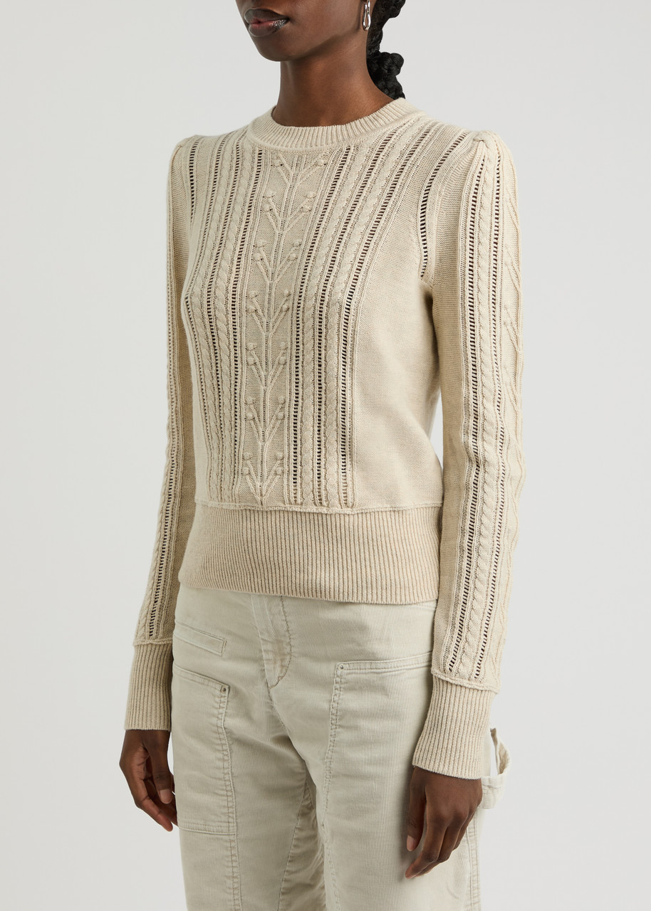 Isabel Marant Étoile Kalyn Cable-knit Cotton-blend Jumper In Light Grey