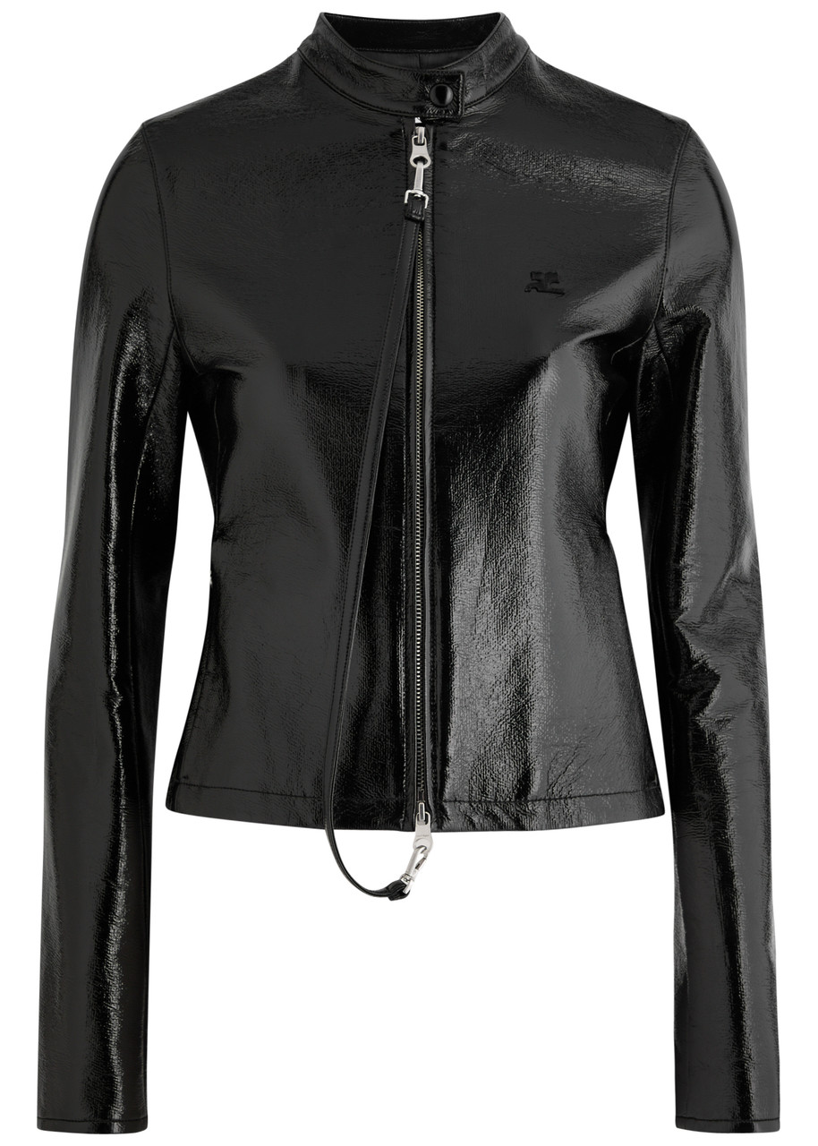 Courrèges Black Cotton Jacket With High Collar And Zip In Black