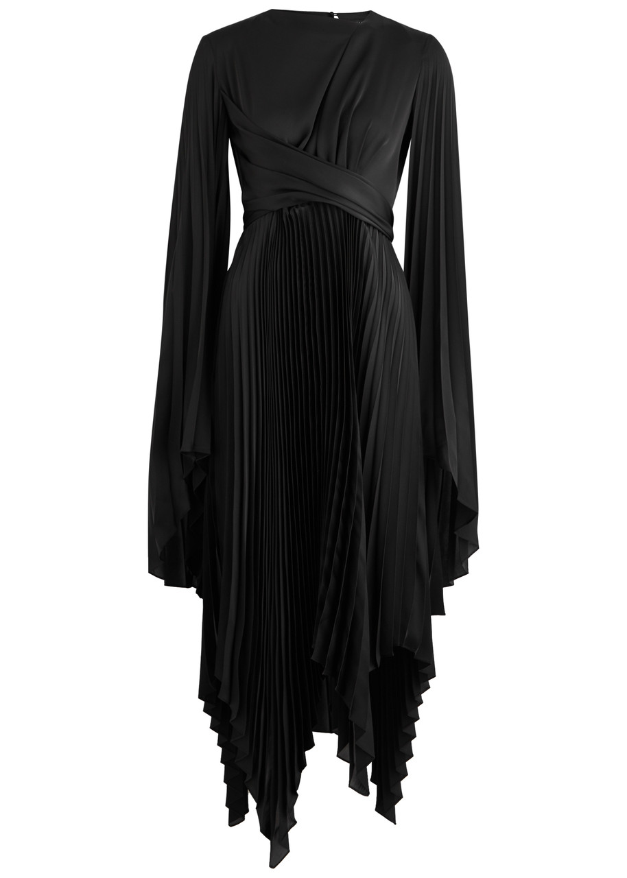 A.W.A.K.E. A.W.A.K.E MODE PLEATED WRAP-EFFECT SATIN MIDI DRESS