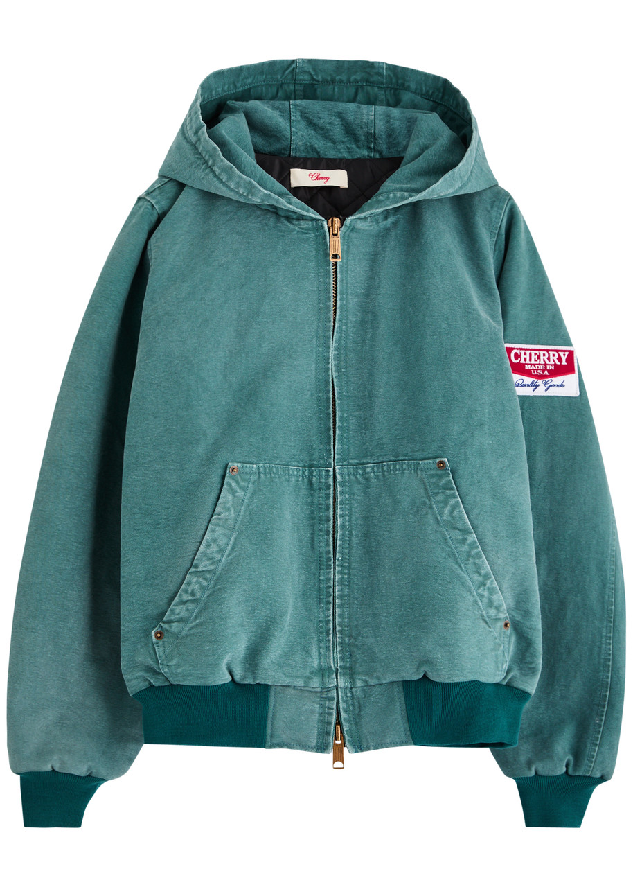Cherry Los Angeles Hooded Cotton-canvas Bomber Jacket - Green - S