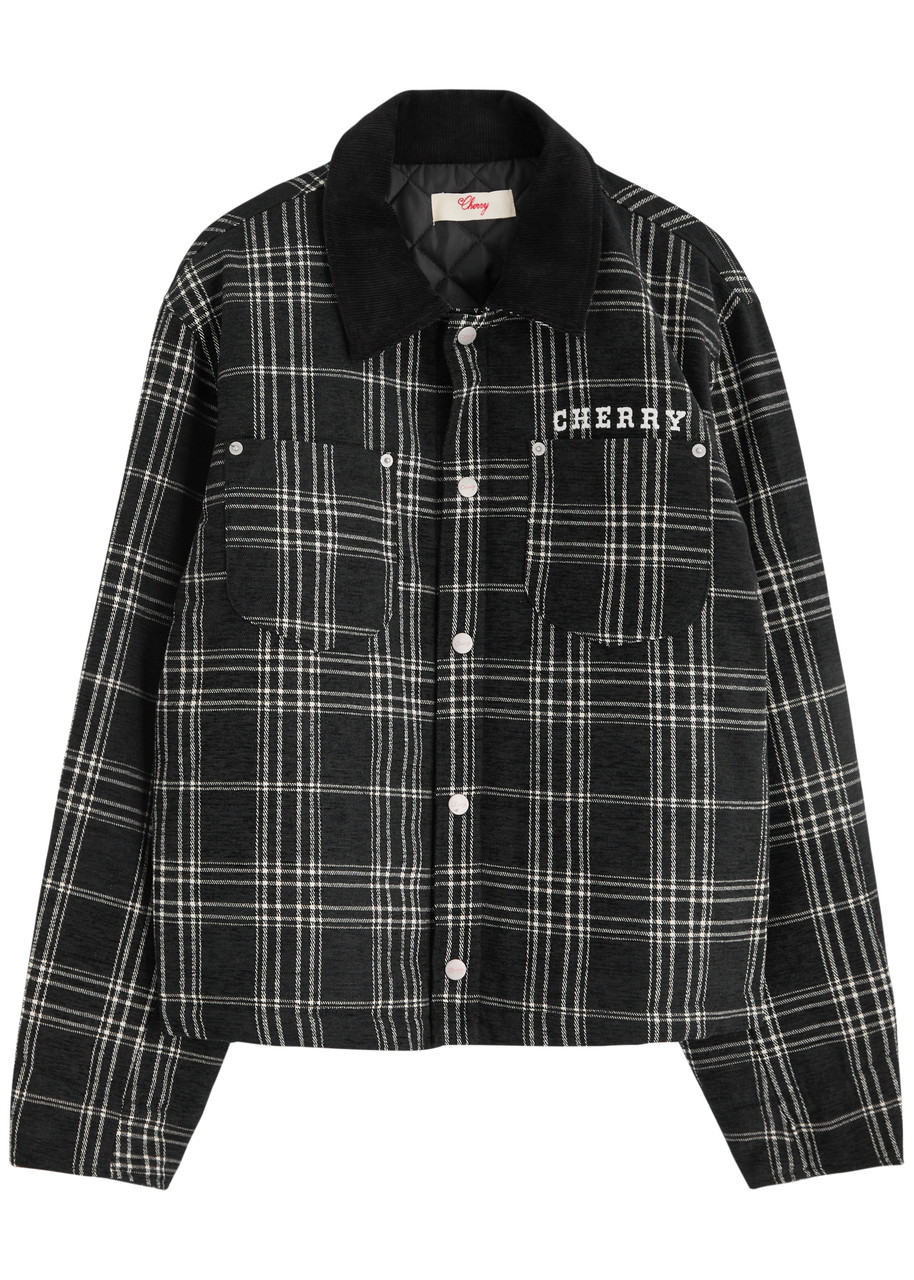 Cherry Los Angeles Checked-jacquard Chenille Jacket In Black