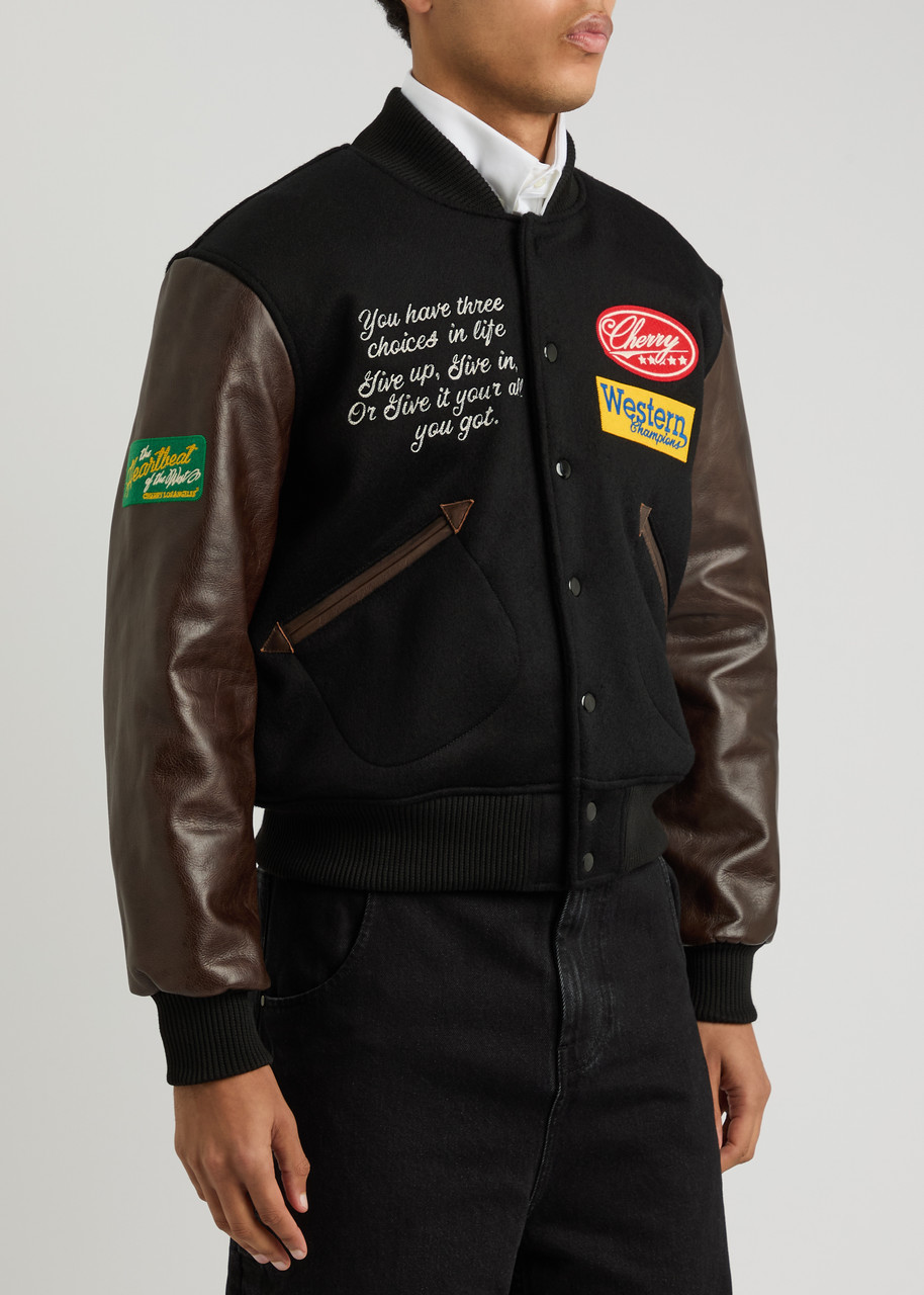 Cherry Los Angeles Western Champion Wool-blend Varsity Jacket In Black