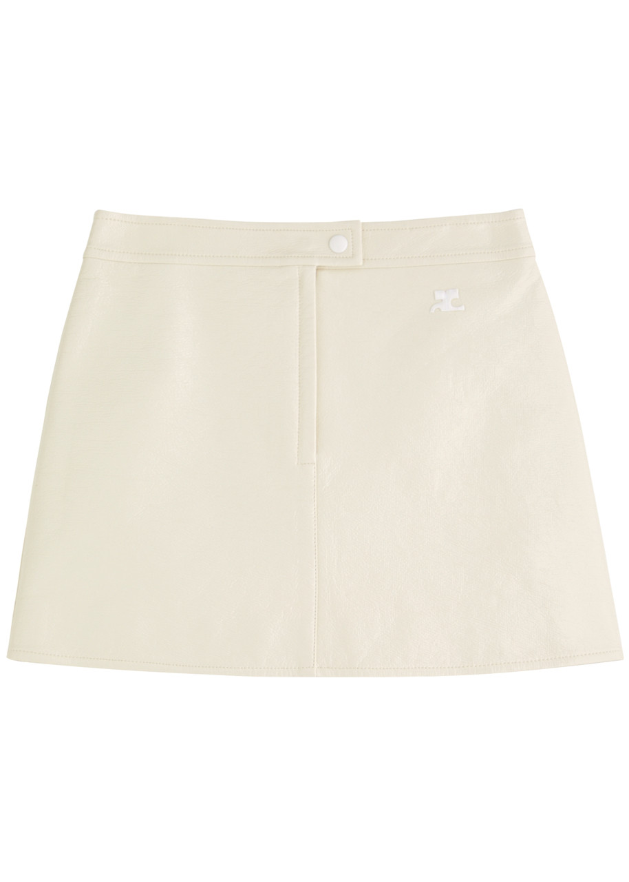 Courrèges Reedition Crinkled Vinyl Mini Skirt In Neutral