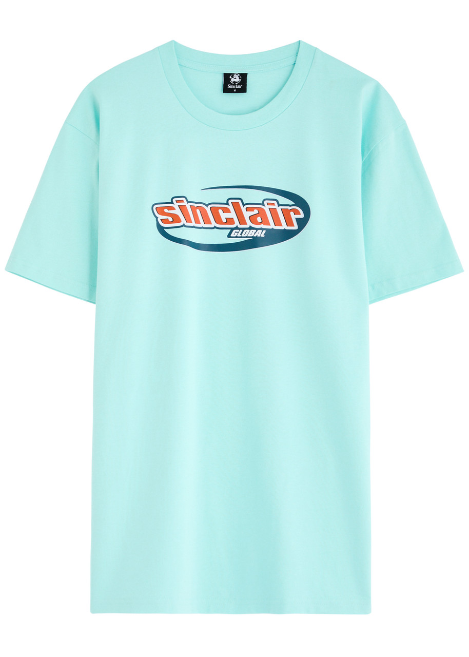 Sinclair Italics Logo-print Cotton T-shirt In Light Blue