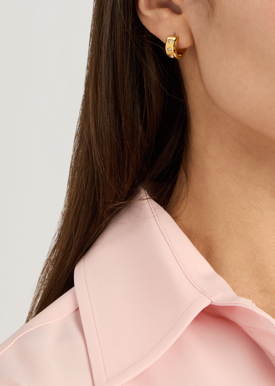 Kate Spade New York Set In Stone Crystal-embellished Hoop Earrings In Gold