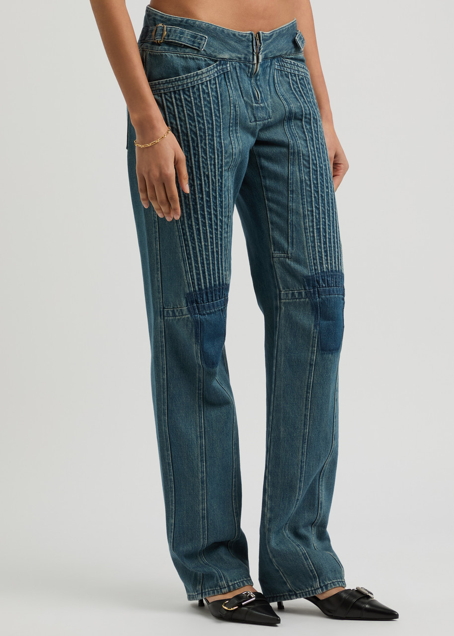 Knwls Panelled Straight-leg Jeans In Navy