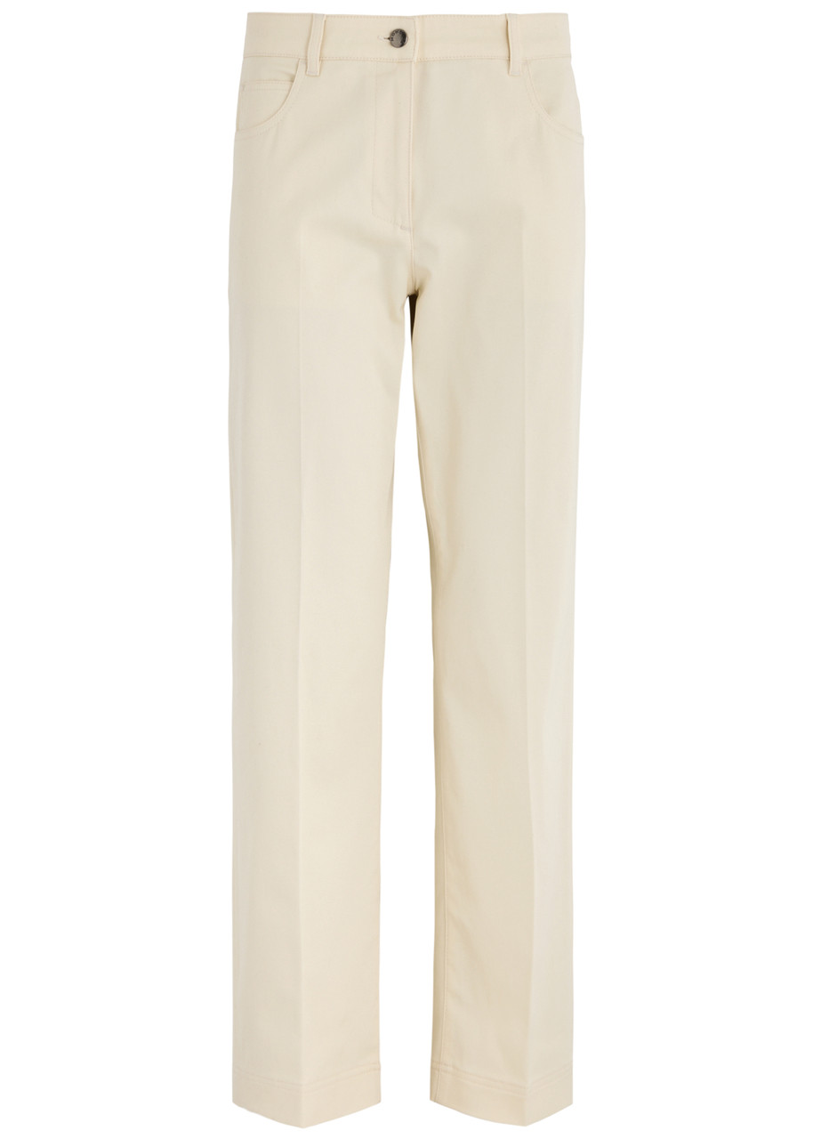 Moncler Womens Straight-leg Cotton-twill Trousers Cream In Ivory