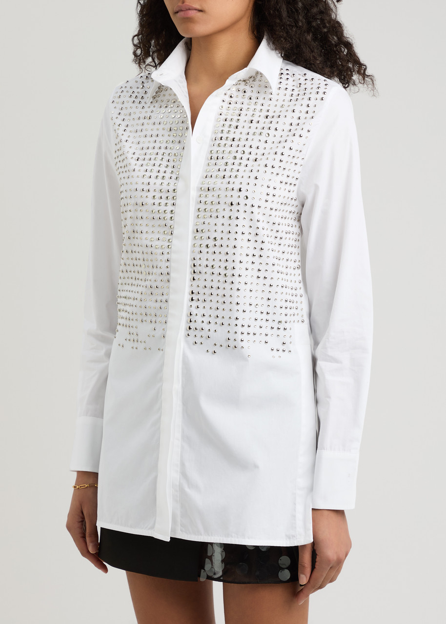 16arlington 16 Arlington Marley Embellished Cotton-poplin Shirt In White