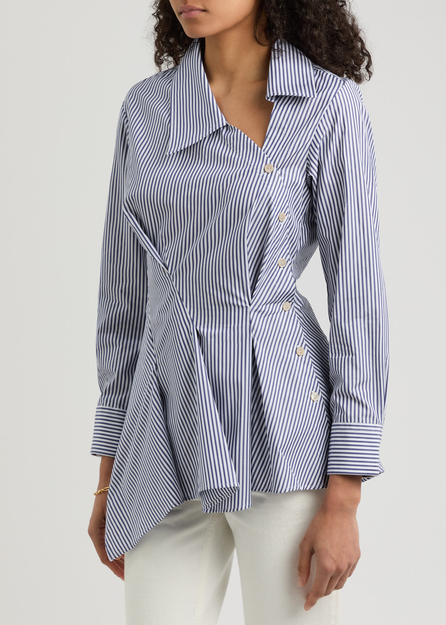 Palmer Harding Palmer//harding Hold Close Striped Cotton-poplin Shirt In Blue And White